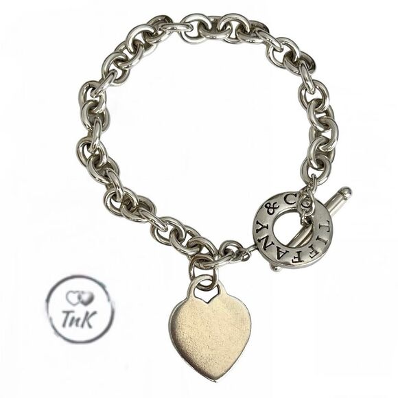 Vintage Tiffany Heart Tag Toggle Bracelet in Silver - 8” - Picture 8 of 14